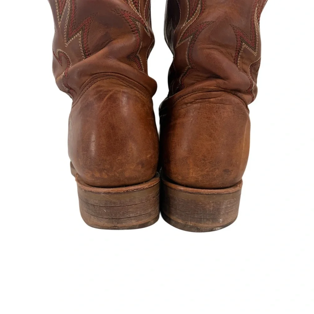 Double H DH3560 Mens Roper Brown Leather Square Toe Western Boots 12D Oil Resist